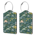 Luggage Tags for Suitcase, 2 Pack Green Aliens Luggage Tag with Privacy Flap Leather Travel Cruise, Name ID Label and Metal Loop for Women Men Girls Suitcase Baggage Bag Backpack