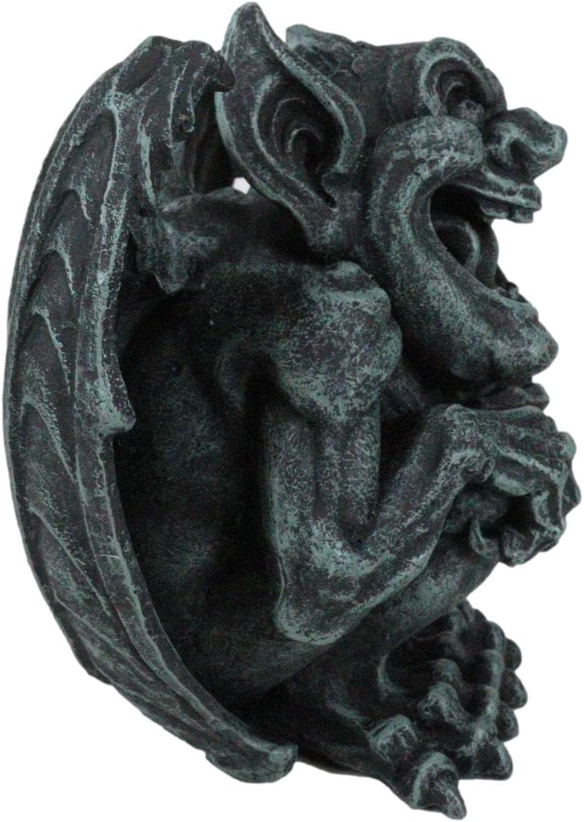 Ebros Gift Gothic Winged Guardian Gargoyle Crouching Figurine Faux Stone Resin Finish G703618