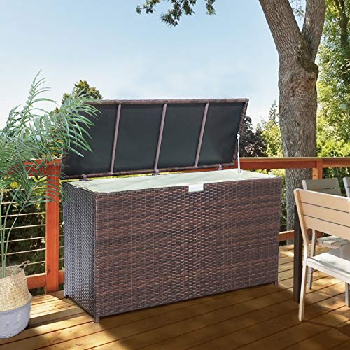 Super Patio Outdoor Storage Box, Brown Wicker, 88 Gallon O9653