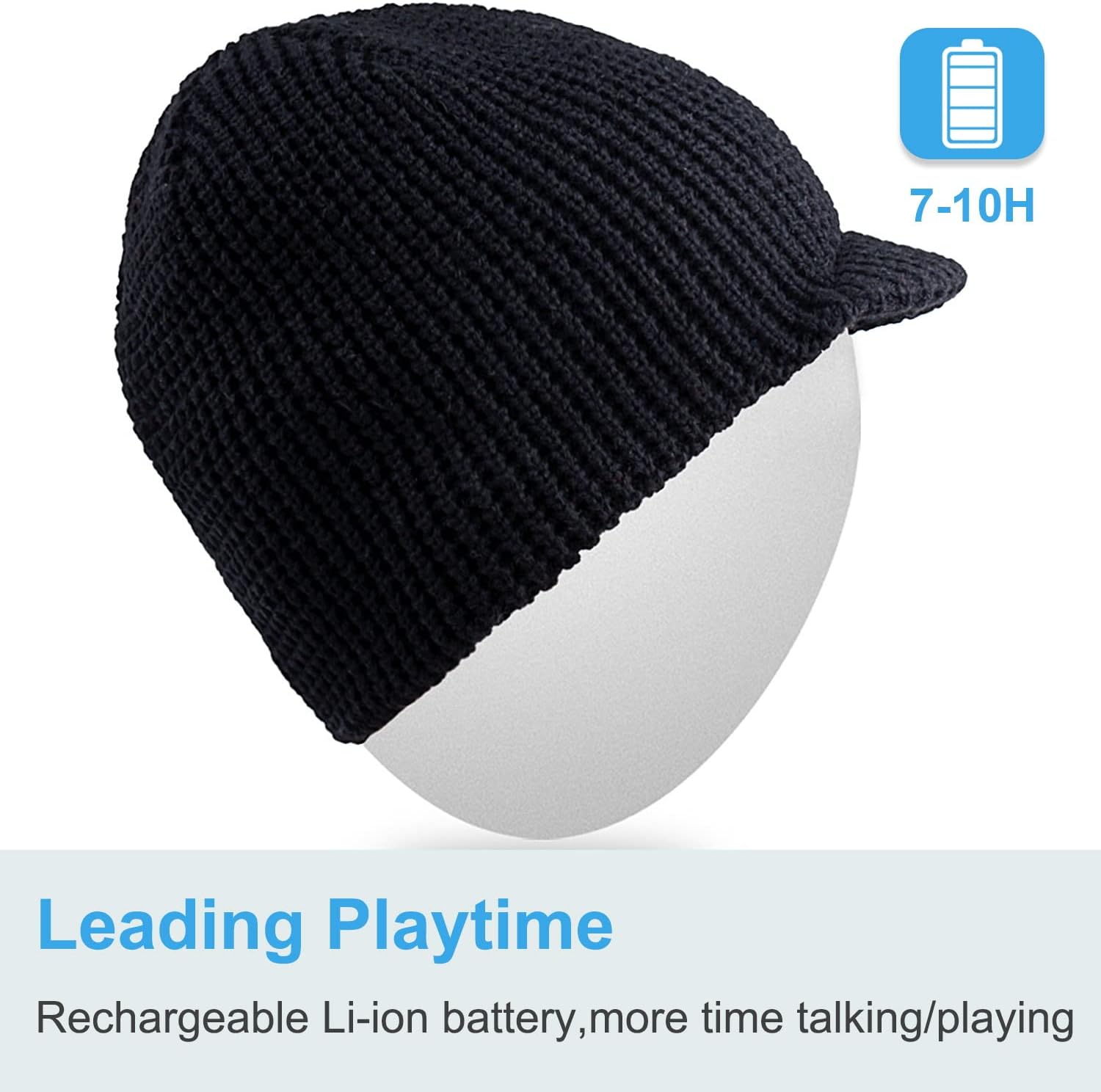 Rotibox Bluetooth Beanie Hat with Wireless Stereo Headphones, Black G263961