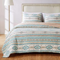 Barefoot Bungalow Phoenix Southwestern Motif Quilt Set, Tuquoise, 3-Piece King/Cal King