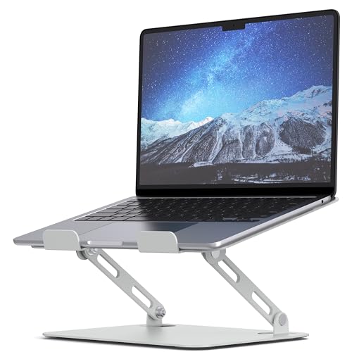SOUNDANCE Laptop Stand for Desk with Stable Heavy Base, Adjustable Height Multi-Angle, Ergonomic Metal Riser Holder, Foldable Mount Elevator, Compatible with 10 to 15.6 Inches PC Computer, Black
