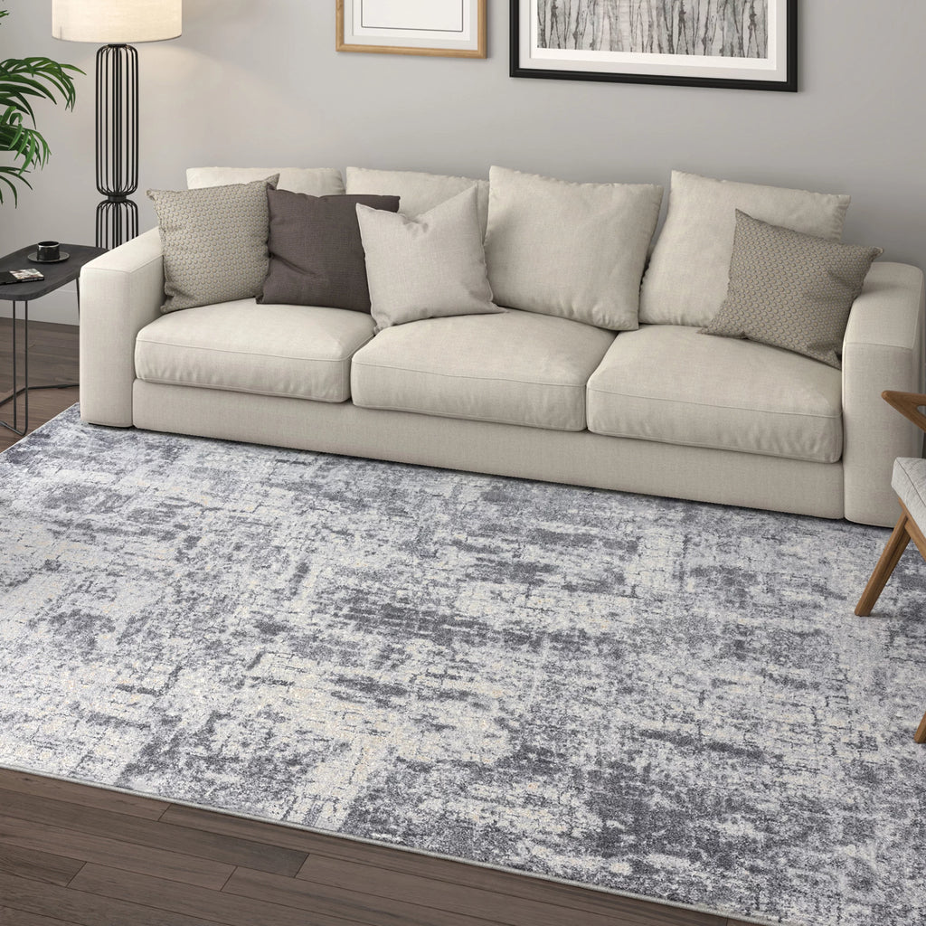 Contemporary 8x10 Abstract Beige Gray Area Rug Y98920