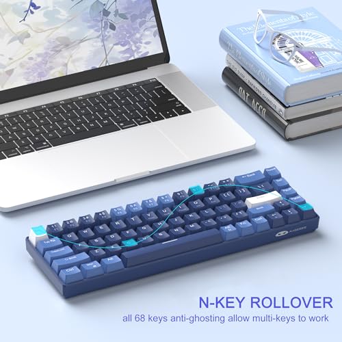 MageGee Portable 60% Mechanical Gaming Keyboard, Hot Swappable RGB, Compact 68 Keys Wired, Dark Blue Q4428