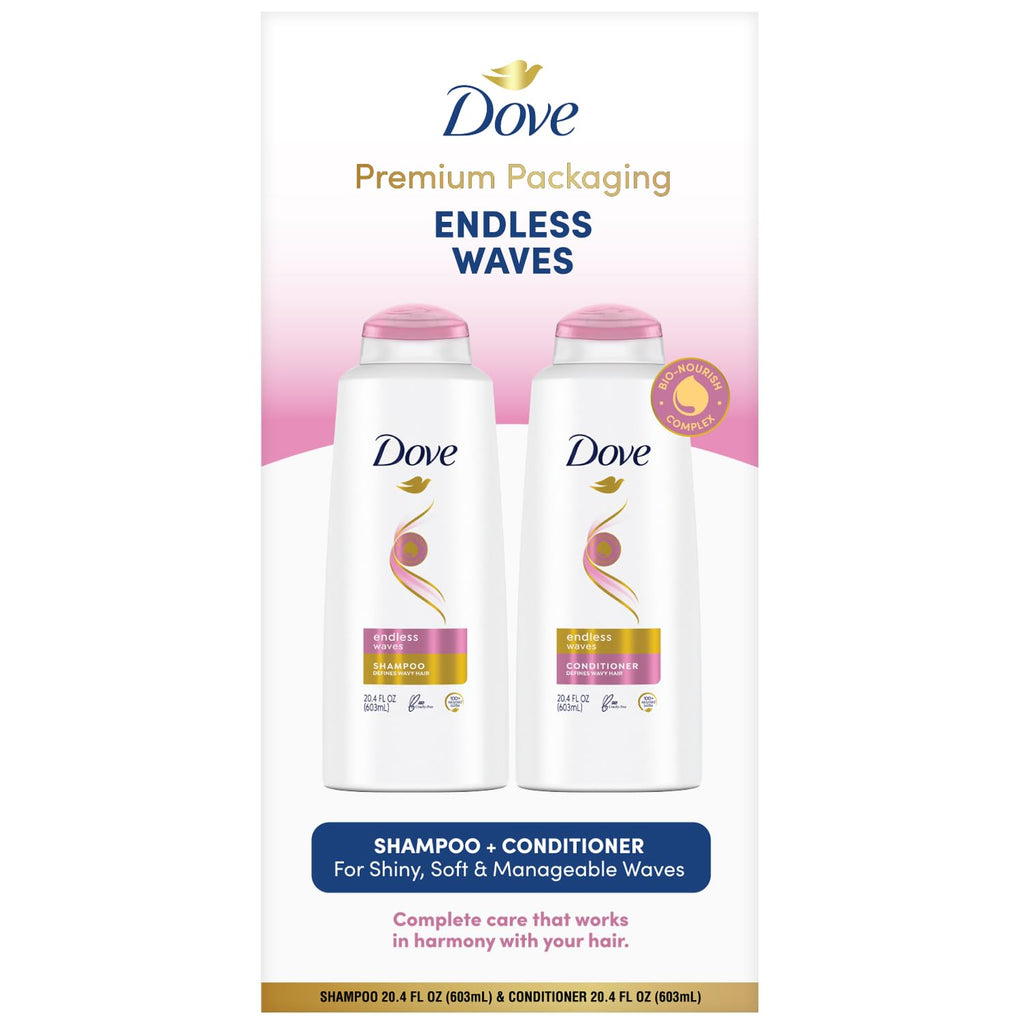 Dove Shampoo and Conditioner Set Sulfate Free for Wavy Curly Hair, Anti-Frizz, 20.4 Oz C5958