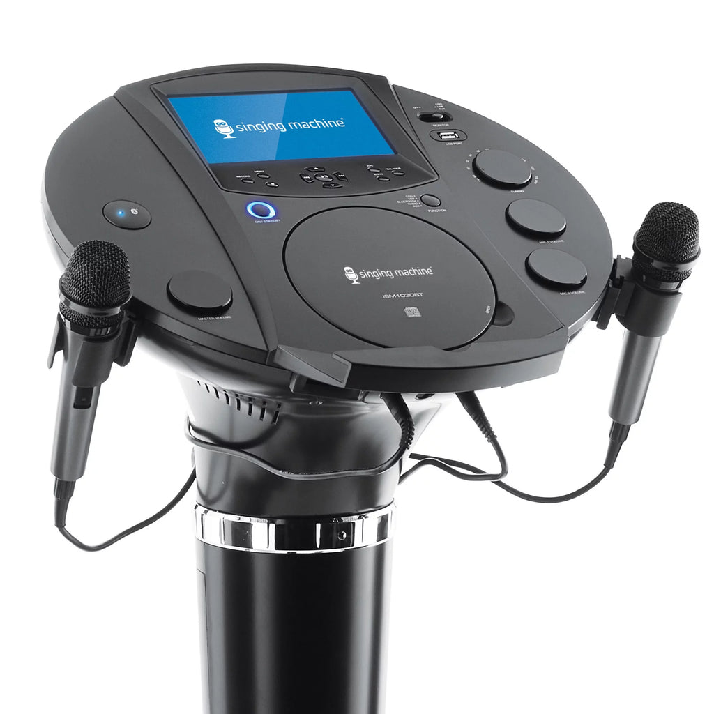Singing Machine ISM1030BT Bluetooth Karaoke System with 7" LCD Monitor and 2 Mics, Black B934