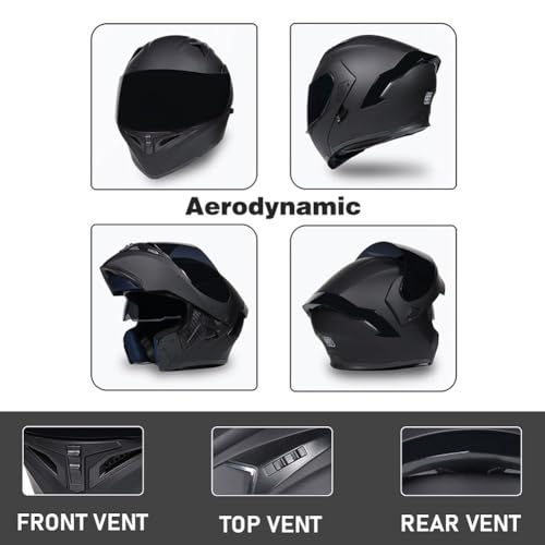 Bluetooth Modular Motorcycle Helmet, DOT Approved, Dual Visor, with Speakers and Mic M65461