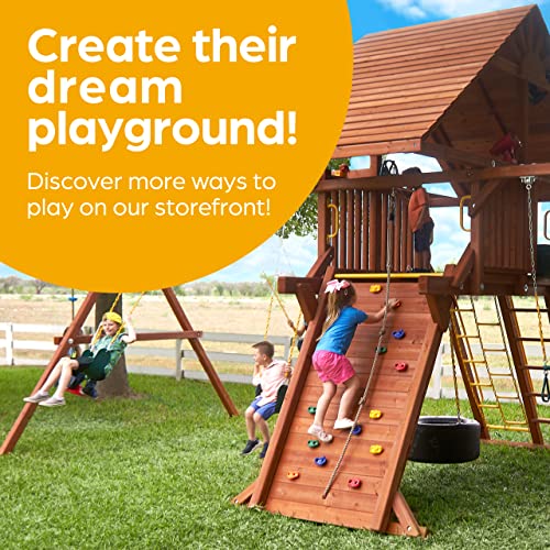Jungle Gym Kingdom Swing Set with Monkey Bars & Trapeze Bar, Outdoor Play Equipment, Blue N7930