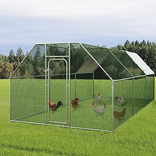 LEMBERI Large Chicken Coop Walk-in Poultry Cage with Waterproof Cover T233