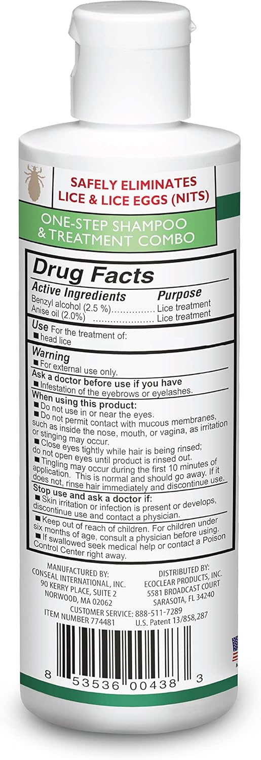 All-Natural 2-in-1 Lice Treatment Gel Shampoo, 8 oz O968