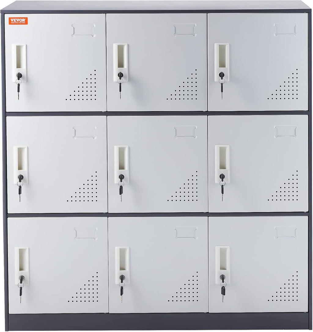 VEVOR 9-Door Steel Storage Locker with Card Slot and Keys D6416