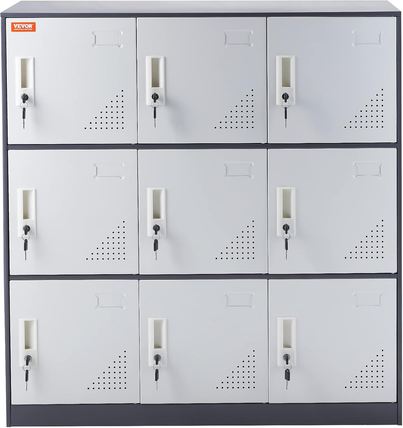 VEVOR 9-Door Steel Storage Locker with Card Slot and Keys D6416