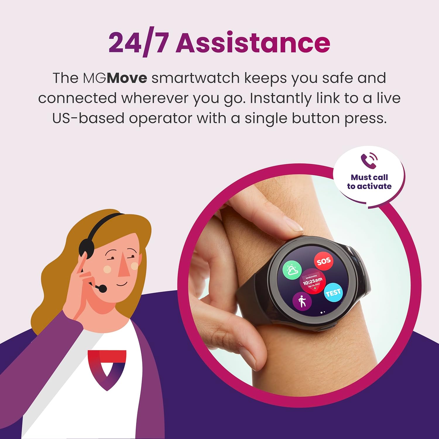 Medical Guardian MGMove Medical Alert Smartwatch for Seniors with 4G GPS Tracker K949