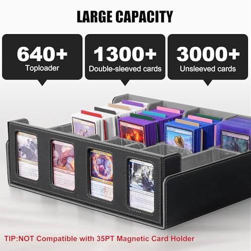 Trading Card Storage Box with Commander Display, 5-Row Deck Case, Black Purple B7043