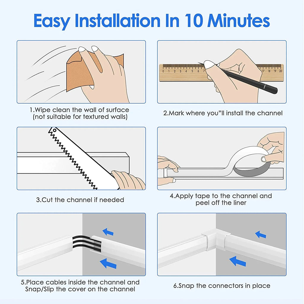 125in Cord Cover Wall Cable Management for 3 Cords, White N180233