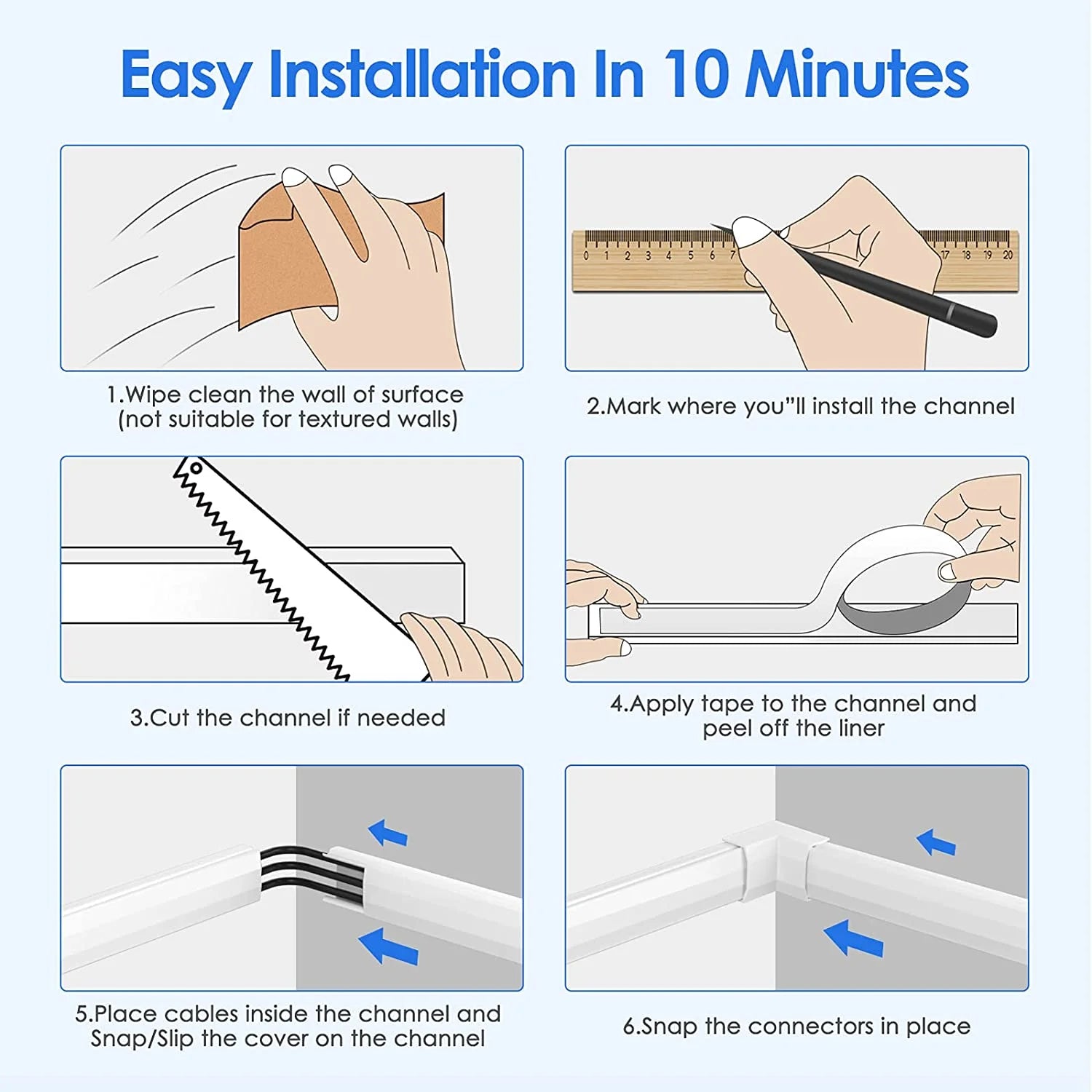 125in Cord Cover Wall Cable Management for 3 Cords, White N180233