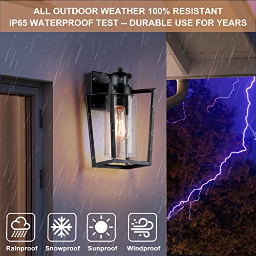 Set of 2 Gooseneck Outdoor Wall Lights with Motion Sensor, Black D2773