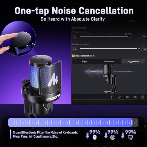MAONO Wireless Microphone for PC, Gaming, Streaming, Podcast (DM40-Black) G850723