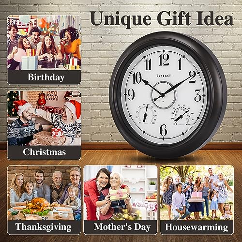 Illuminated Outdoor Clock 18 inch Waterproof with Thermometer & Hygrometer F126019