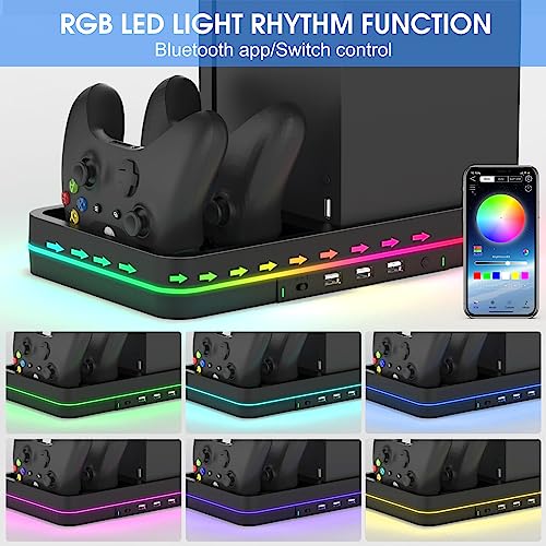 KEPLUG Dual Cooling Fan and Charger Stand for Xbox Series X/S with RGB LED Light F8212