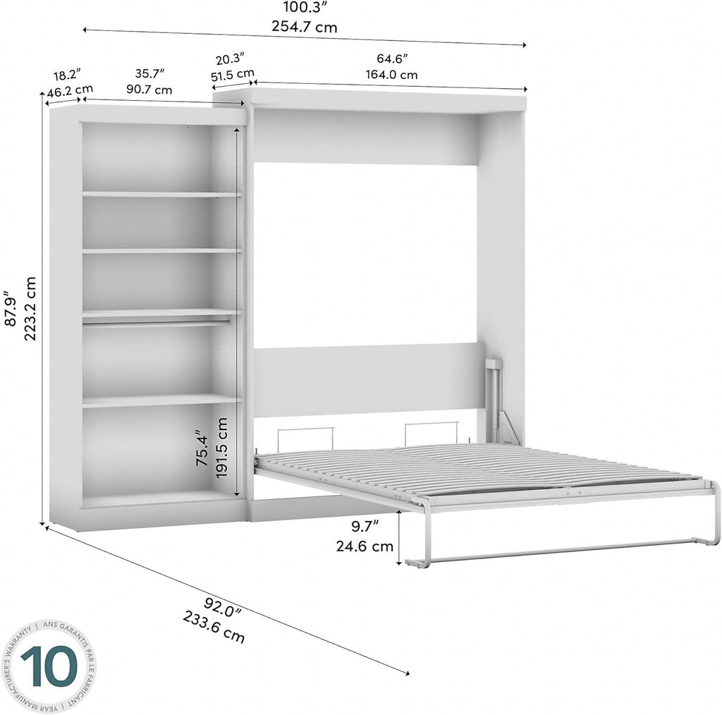BESTAR Pur Murphy Wall Bed, Queen, Rustic Brown U74884