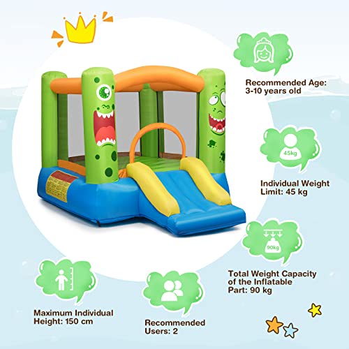DORTALA Inflatable Bounce House with Slide, Basketball Rim, for Kids X531