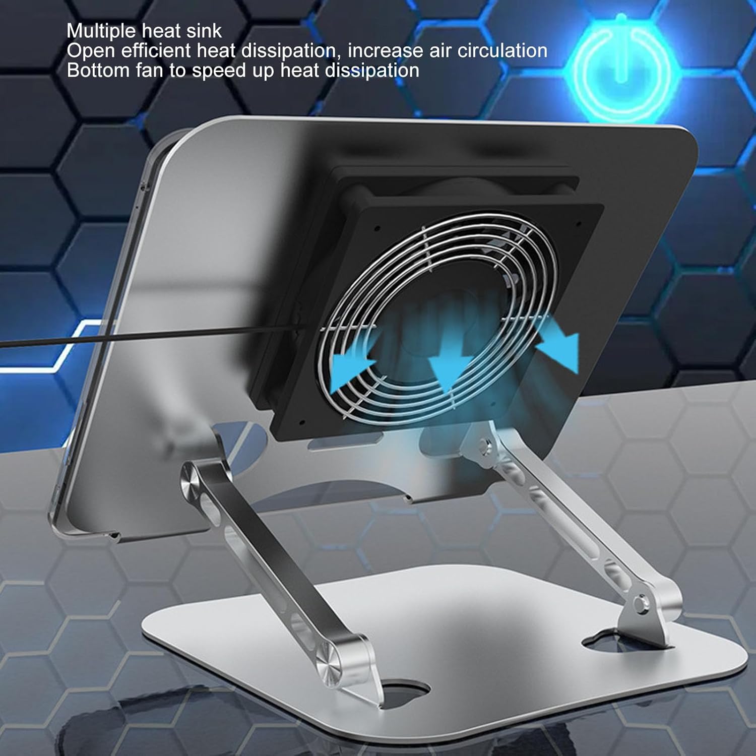 Laptop Cooler Stand, 17in Foldable Aluminum Alloy Cooling Pad with USB Fan G9712