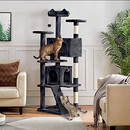 Yaheetech 54in Cat Tree Tower Condo Furniture with Scratch Post Y196