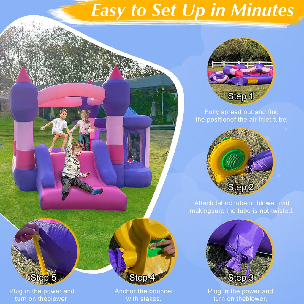 Inflatable Bounce House for Kids with Slide and Blower A2220