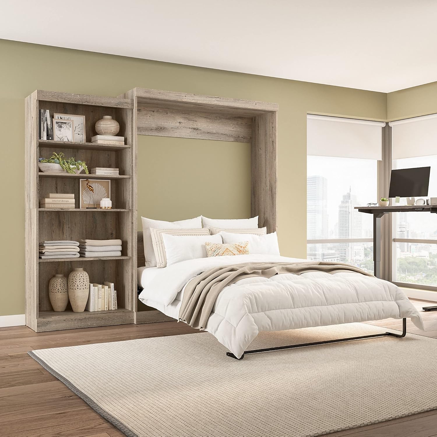 BESTAR Pur Murphy Wall Bed, Queen, Rustic Brown U74884
