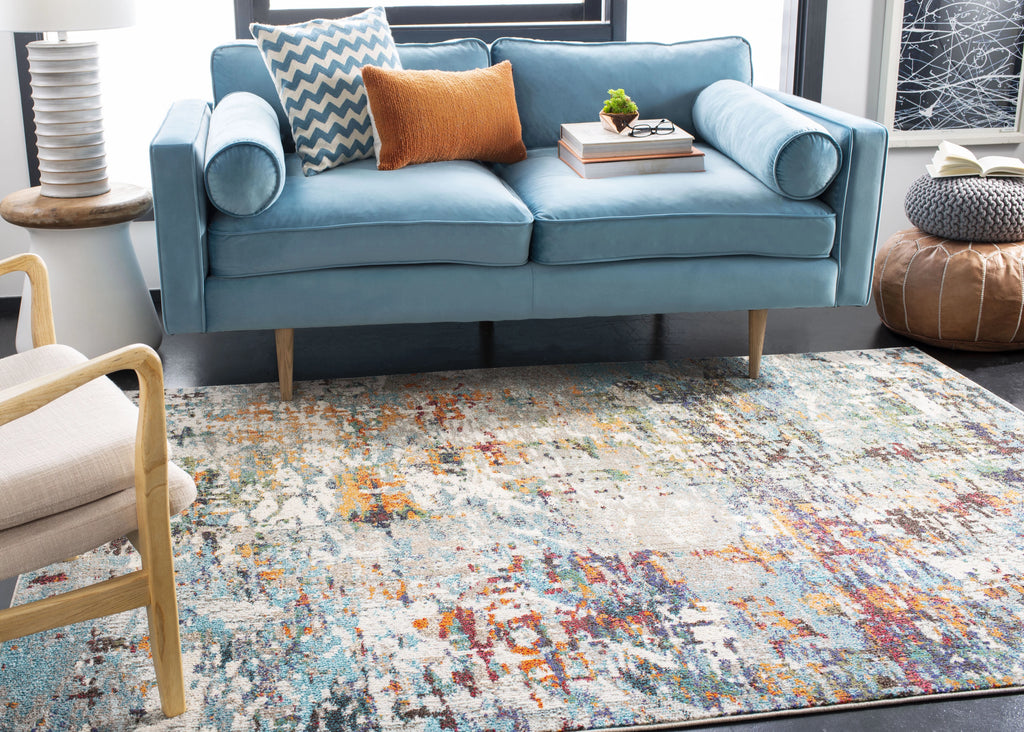 SAFAVIEH Madison Vintage Abstract Area Rug, Grey/Blue, 10' x 14' E45661