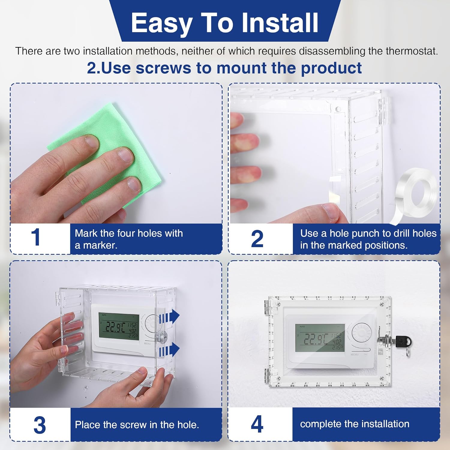 Thermostat Lockable Box with Keys Clear Cover for Honeywell W396