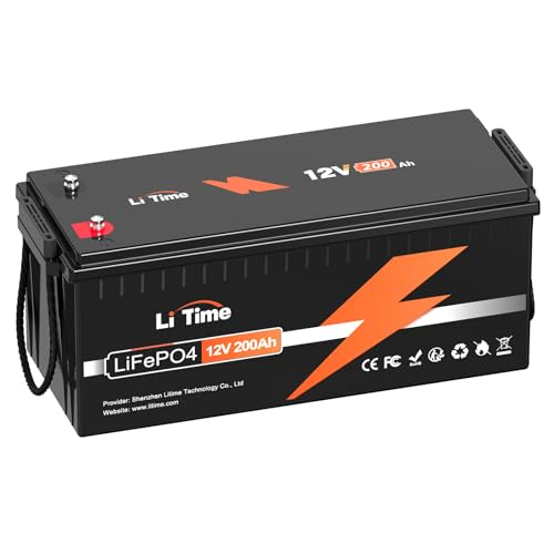 Litime 12V 200Ah LiFePO4 Battery, Built-in 100A BMS, Max. 2.56kWh Energy, up to 15000 Cycles, Lithium Iron Phosphate Battery Perfect for RV, Solar, Trolling Motor, Home Energy Storage, Off-Grid