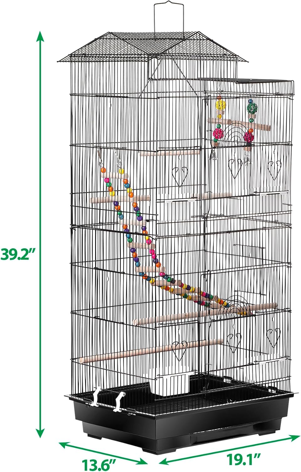 39'' Roof Top Parrot Bird Cage with Toys for Cockatiel Sun Conure H8929