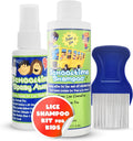 Lice Elimination Kit for Kids by Schooltime - includes 6 oz Shampoo, 2 oz Spray Away with Stainless Steel Comb - Solution for Total Lice Removal & Prevention - Safe & Ideal for Young School Children