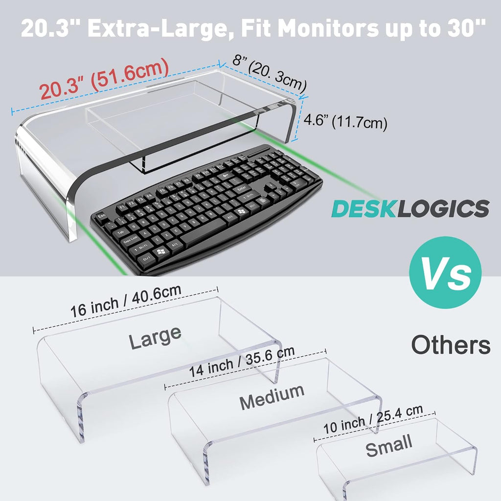 Clear Acrylic Monitor Stand Riser with Storage C979058