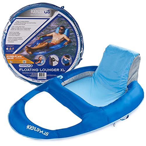 Kelsyus Premium Floating Lounger with Fast Inflation, Inflatable Recliner Chair, Lake & Pool Float for Adults with Cup Holder, Amazon Exclusive
