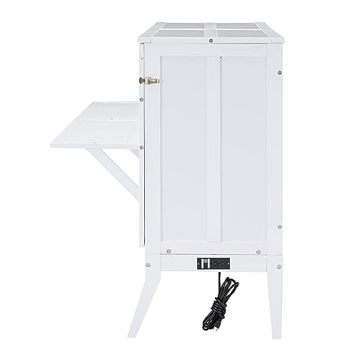 SOFTSEA Queen Murphy Bed with Bookcase and Storage Drawer, White Q562533