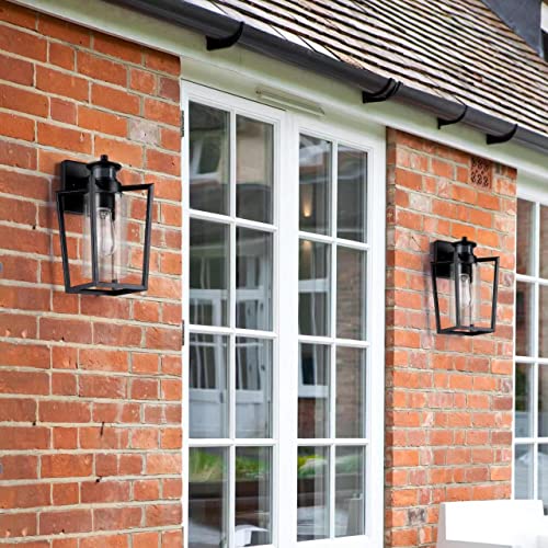 Set of 2 Gooseneck Outdoor Wall Lights with Motion Sensor, Black D2773