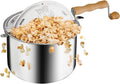 Stovetop Popcorn Maker - 6-Quart Aluminum Popcorn Popper with Hand Crank, Vented Lid, and Stir Paddle by Great Northern Popcorn (Silver)