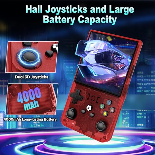 R36MAX Handheld Retro Game Console, 4.0 Inch IPS Screen, Transparent Gray Z561856