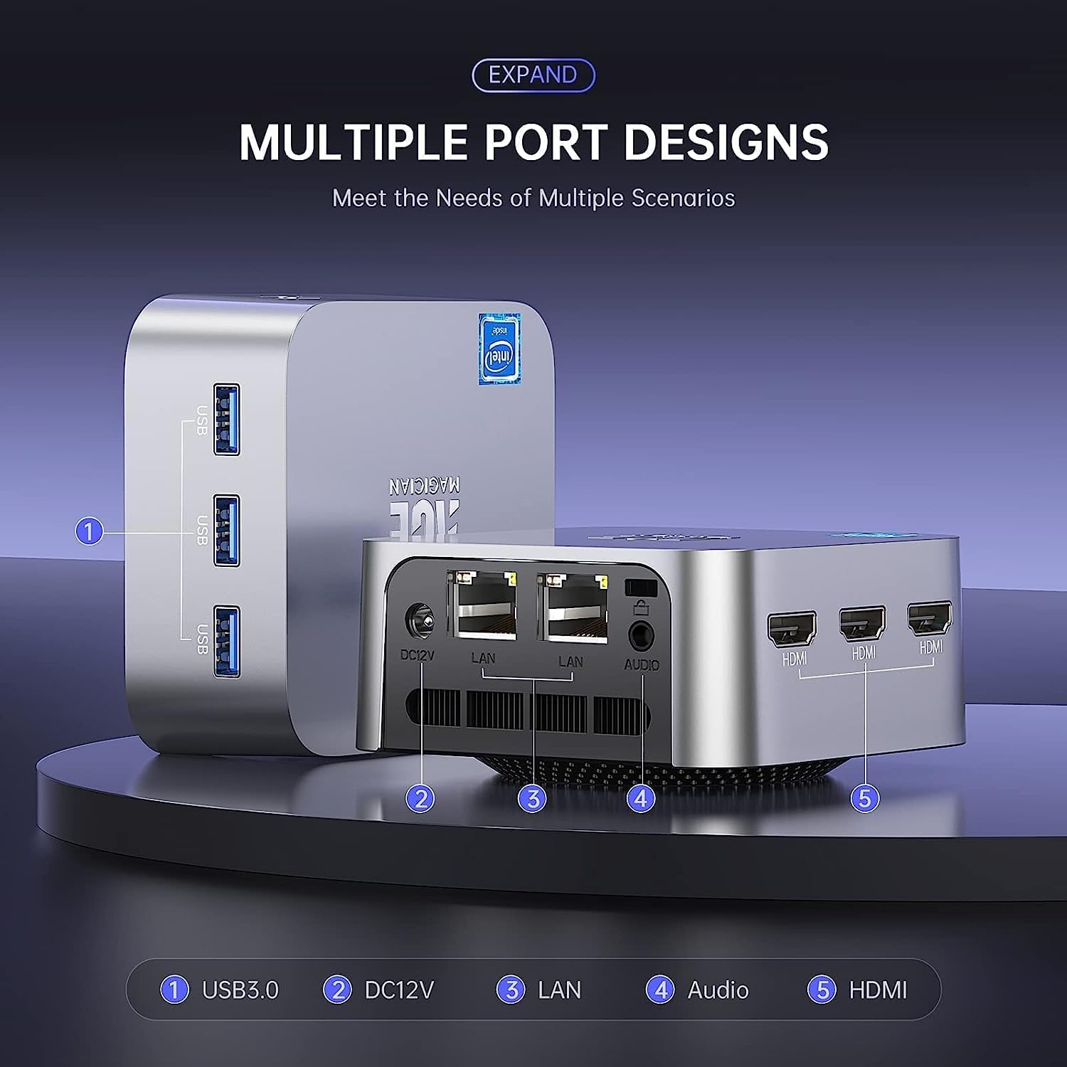 ACEMAGICIAN Mini PC Intel 12th Gen N95 16GB LPDDR5 512GB SSD Desktop Computer M628