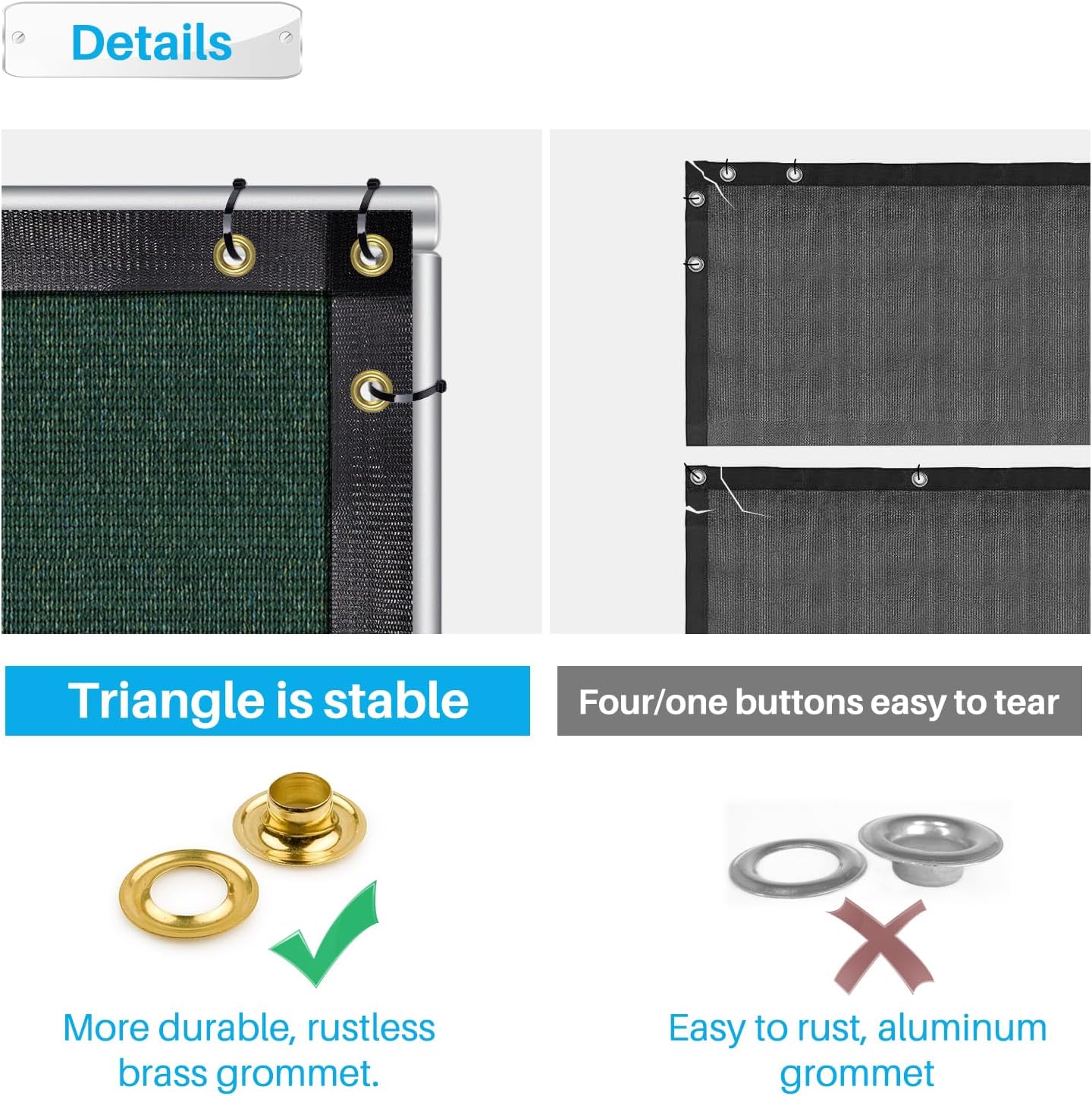 Patio Fence Privacy Screen Green Mesh Shade Fabric with Brass Grommets G9972