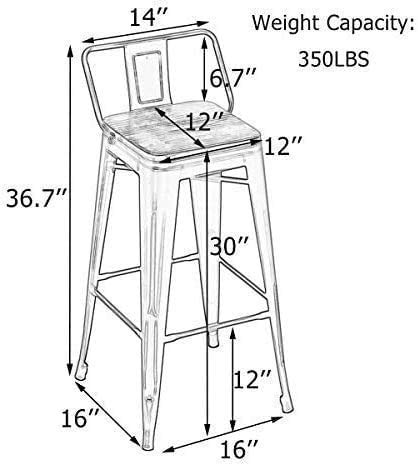 Andeworld Bar Stools Set of 4 Counter Height, Distressed White 30 Inch K18303