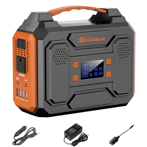 Portable Solar Generator 300W Power Station with 60W Solar Panel, 280Wh Lithium Battery, Orange V705728