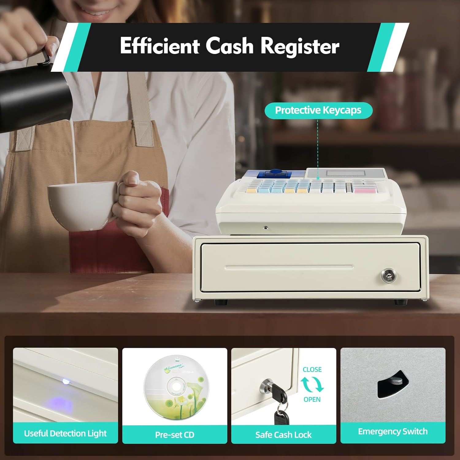 Small Business Cash Register with Thermal Printer and Cash Drawer I4343