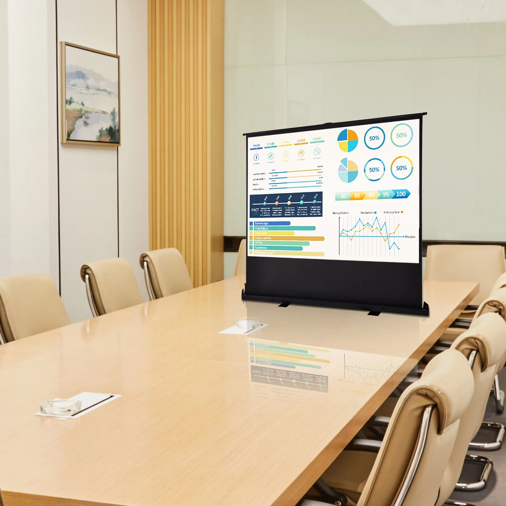 InstaHibit 60" Portable Floor Projector Screen with Aluminum Case Z1271