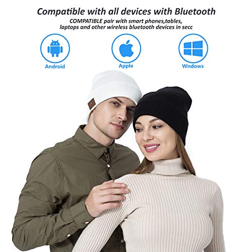 MUSICBEE Bluetooth V5.2 Wireless Knit Winter Cap with Microphone and HD Stereo Speakers K467681