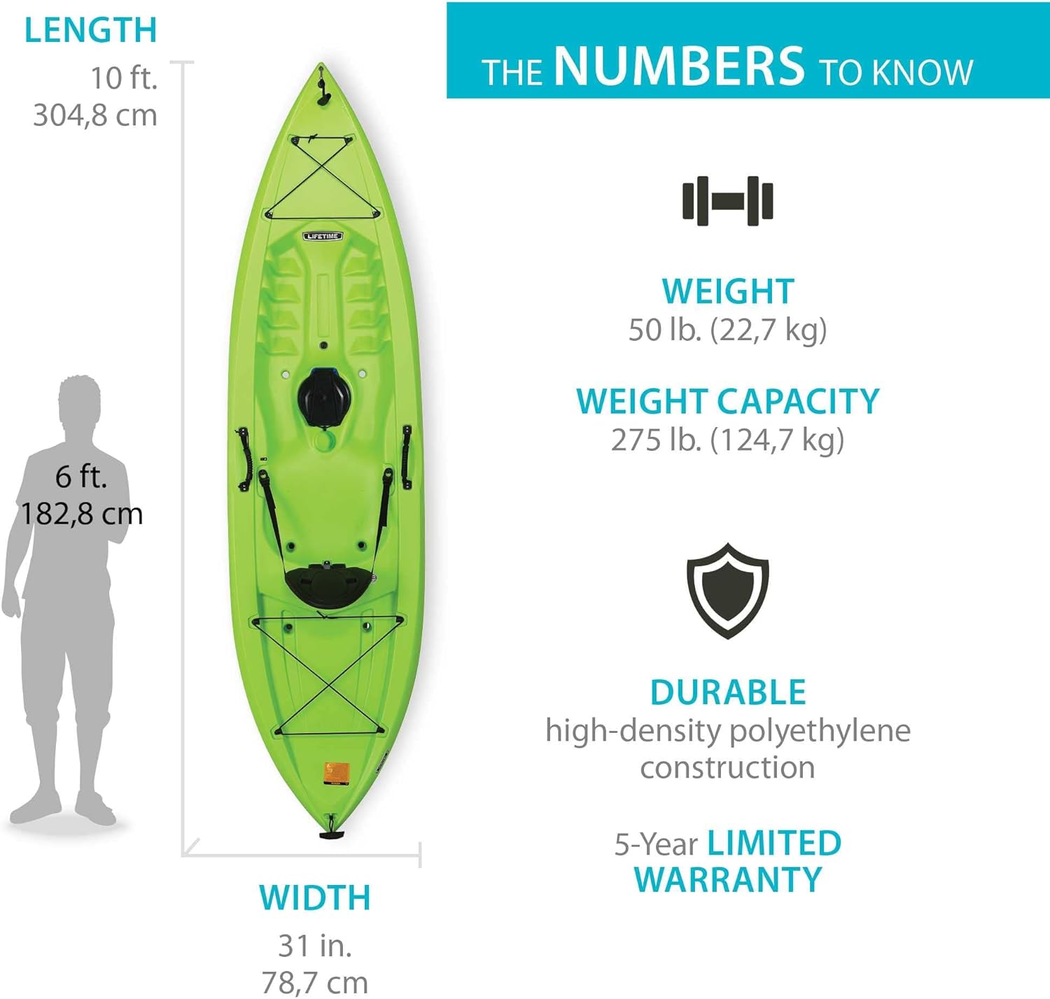 Lifetime Tioga Sit-On-Top Kayak with Paddle, Lime, 120" H49464