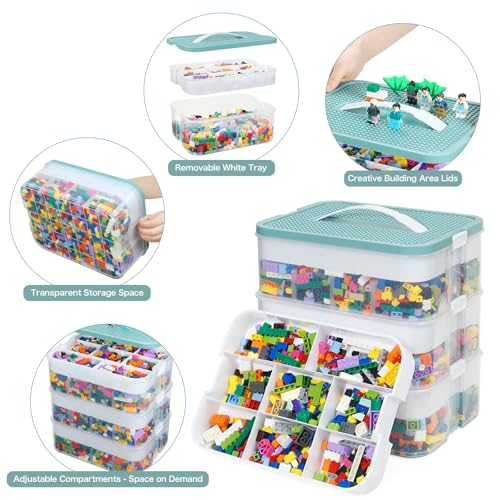 Douorgan Toy Storage Organizer with Compartments and Lid (Blue, 1 Layer) N535315